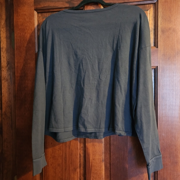 Aerie Cotton Henley Long Sleeve Shirt Large - NWT - Smoked Gray - Picture 7 of 10